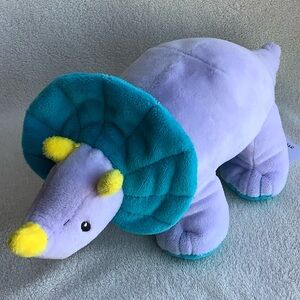 Animal Adventure Plush Triceratops Dinosaur Stuffed Toy in Lavender and Teal